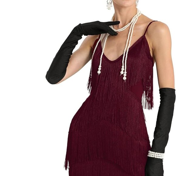 Women 1920s Gatsby Flapper Dress Open Back Fringe Cocktail Party Outfit - Picture 3 of 6